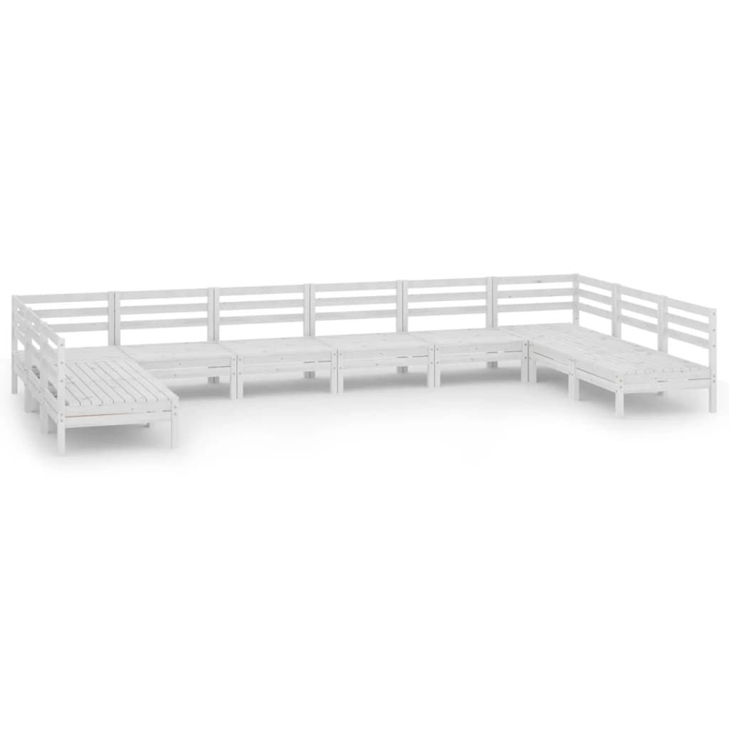 10-tlg. Garten-Lounge-Set Weiss Massivholz Kiefer